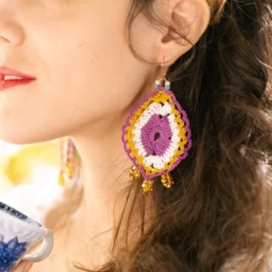 Purple & Gold Earrings (Gold-Plated Brass Ear Wires)