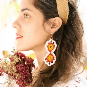 Red, White, & Gold Earrings (Gold-Plated Brass Ear Wires)